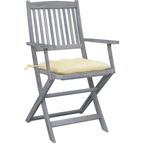 Maison Exclusive - Sedie pieghevoli, 2 pezzi, con cuscini, in legno massello di acacia (1/5)