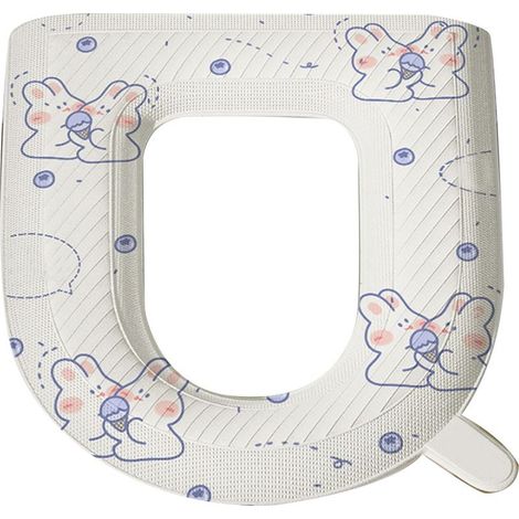 Housse de siège de toilette, Design imprimé de dessin animé, coussins rembourrés EVA en forme de O, accessoires de salle de bains (1/4)