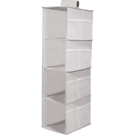 Étagère Suspendue - 4 Compartiments - Polypropylène Respirant - Pour Chambre Enfant Couloir Chambre À Coucher - Gris - 22 x 30 x 80 cm