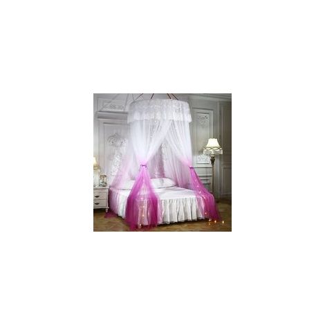 Mosquitera de techo para cama doble, plegable, con ganchos, color rojo rosado - Crezuo