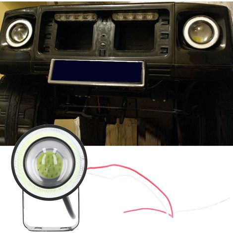 Phare antibrouillard universel à LED pour automobile, 2,5 pouces, type « œil d'ange », 12 V (anneau extérieur blanc). (1/5)