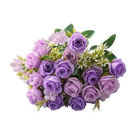 Bouquet de 10 roses artificielles style coréen, d'un réalisme exquis et facile d'entretien, idéal pour une décoration florale réaliste.violet (1/5)