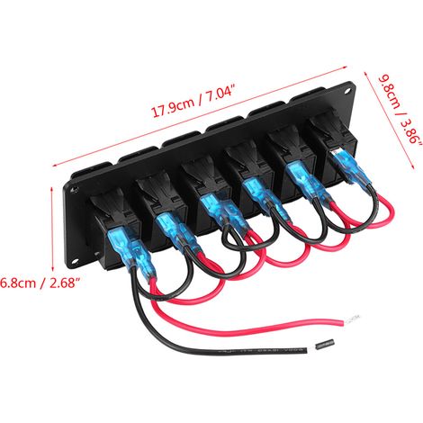 Panneau en aluminium pour 6 interrupteurs à lampe unique pour voitures, camping-cars et yachts (avec étiquette) 12-24V S2900-Z (Vert) (1/5)