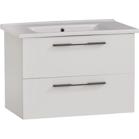 Waschtisch mit Waschbecken 65 cm breit weiß matt MESA-80 (1/3)