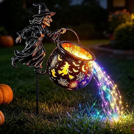 Chaudron de sorcière lumineux pour Halloween, décoration extérieure lumineuse d'Halloween, décoration LED effrayante pour jardin, terrasse et fêtes (1/3)