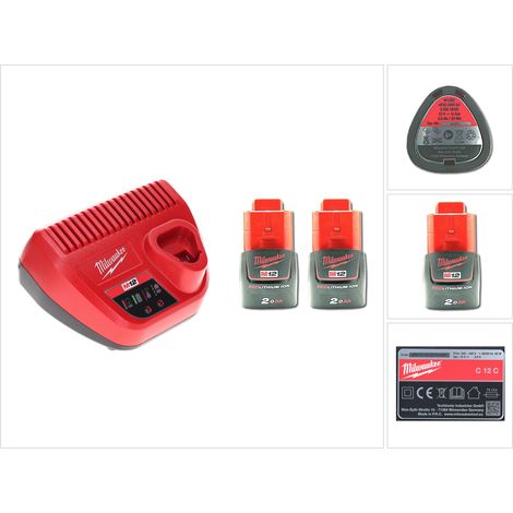 Milwaukee Akku Starter Set 12 V mit 2x Akku 2,0 Ah + M12 C12C Ladegerät