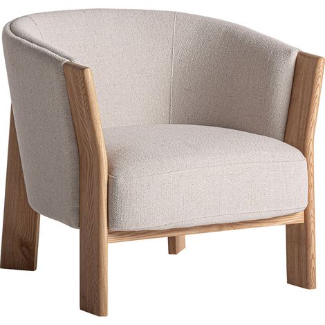 Fauteuil contemporain marron en chêne et polyester finition marbrée - Marron finition marbrée bois clair (1/5)