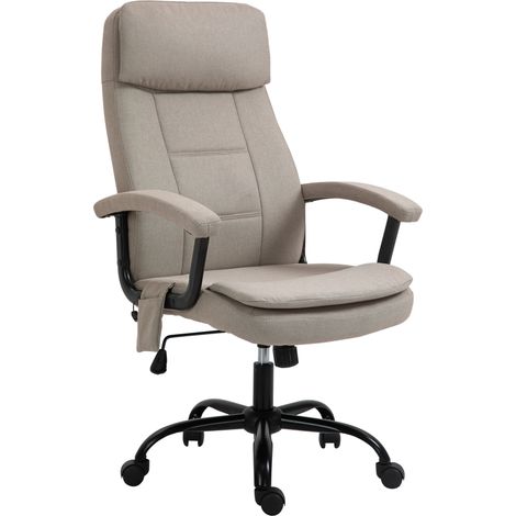 Ergonomischer Bürostuhl mit Massage, Höhenverstellbar, Wippfunktion, Polyestergewebe, Beige (1/5)
