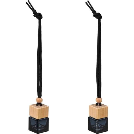 2 Pieces Car Perfume Diffuser Empty Glass Bottle Black for Car, Empty Bottles for Essential Oils and Fragrances, Hanging Decorations for Car (1/5)