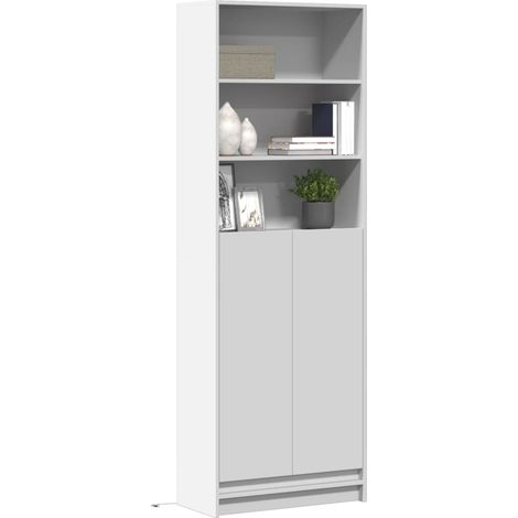 Highboard mit LED-Beleuchtung Weiß 69x32,5x200 cm Holzwerkstoff (1/5)