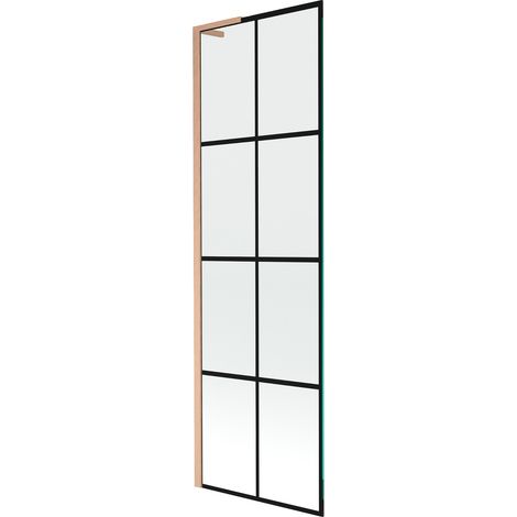 Mexen Next L, 1-flügelige Badewannenabtrennung 60 x 150 cm, schwarzes Muster, gebürstetes Kupfer - 895-060-000-03-77-65 (1/5)