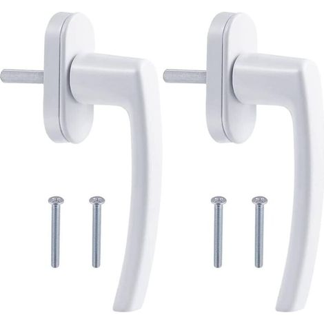 Poignée de fenêtre en alliage d'aluminium, vis dissimulée, tige en métal, couvercle en métal, poignée en aluminium massif, peinture miroir, couleur blanche，2pcs