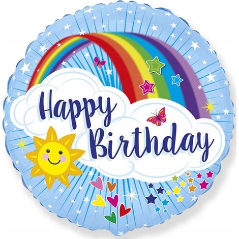 Ballon métallisé FX de 45 cm (18 pouces) - Joyeux anniversaire, avec arc-en-ciel