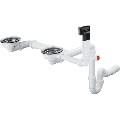 Hansgrohe - Conjunto de desagüe y rebosadero para fregadero de granito dos senos, cromo 43928000