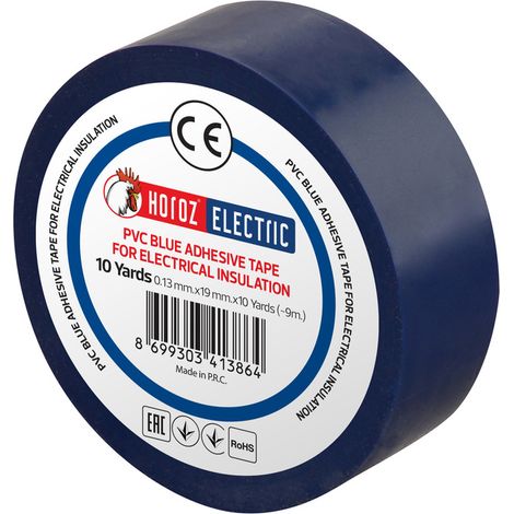 Ruban isolant électrique PVC bleu 19 mm 9 m – lot de 10 rouleaux – HOROZ (1/4)