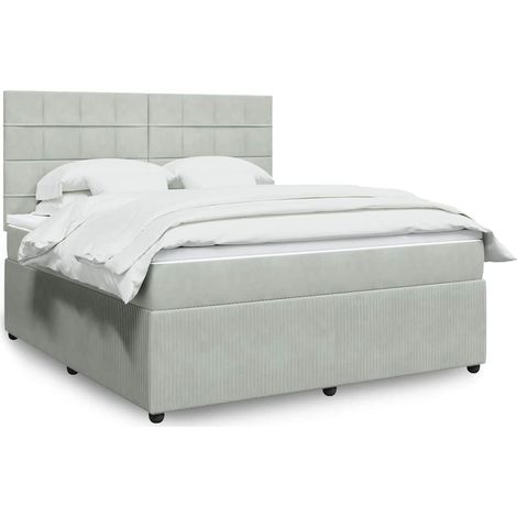Cama box spring con colchón terciopelo gris claro 180x200 cm vidaXL (1/5)
