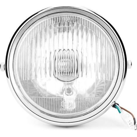 Ej.Life – Phare avant moto 5,75 pouces – Lentille en verre blanc – Coque en métal argent – 35W 12V – Éclairage LED haute performance - GN125 (1/4)