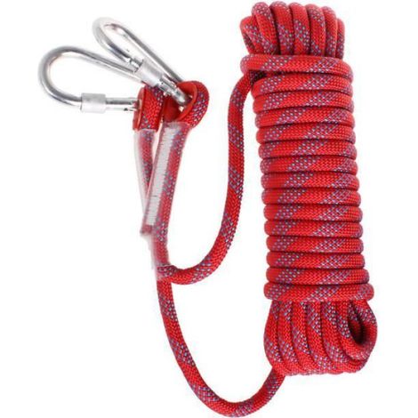 20M Corde d'escalade de Sécurité Extérieure Anti-déchirures pour Le Randonnée L'alpinisme Montagne Rouge (1/4)