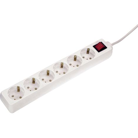 6-fach Steckdosenleiste 1,4m 230V weiß Ein-Ausschalter IP20