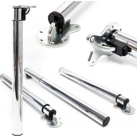 Set 4 gambe tavolo in cromo altezza regolabile 70-110 cm Piede per mobili