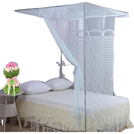 Canopy en Tulle Anti-Moustiques, Protection Contre les Insectes, Installation Facile, Bleu (1/2)