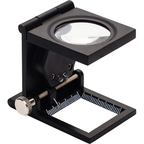 10-fache LED-Fadenzähler-Tischlupe aus Zinklegierung und Glas, faltbar mit 2 LED-Lichtskalen-Leselupe, große Linse für Heimhandwerk, Schmuck, Werkzeuge, Textilreparatur, Büro
