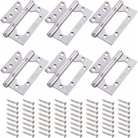Cerniere per porte a 6 pezzi, cerniere in acciaio inossidabile 304, cerniere per porte pieghevoli da 4 pollici, cerniere con cuscinetti a sfera con 16 viti, cerniere per mobili per la casa (1/4)