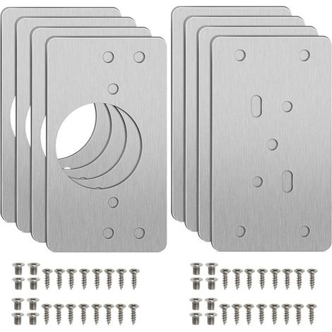Plaque de réparation pour charnières d'armoire avec trous, 8 supports de réparation avec 48 vis, facile à installer, kit de réparation pour charnières en bois, meubles et étagères