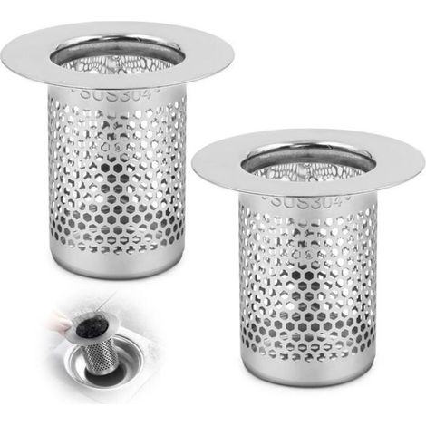 Tamis Évier - Acier Inoxydable 304 - Diamètre Encastrement 5,5 cm - Hauteur 5 cm - Pour Cuisine Salle De Bain Balcon - Lot De 2 (1/4)