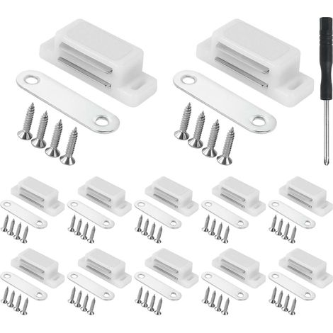 Verrous magnétiques pour portes de placard, lot de 12 verrous magnétiques robustes avec vis, pour cuisine et armoire. (1/5)