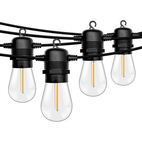Guirlande Extérieur et Intérieur, 15M- Tandem  15+1 Économie d'énergie Led Ampoules Etanche IP44 Guirlande Lumineuse Exterieur Décoration (1/5)