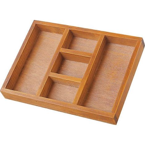 Besteckschubladen-Organizer aus Holz mit 5 Fächern, Besteckablage, Schreibtisch-Besteckhalter, Unterteiler, Küchenmesser-Organizer