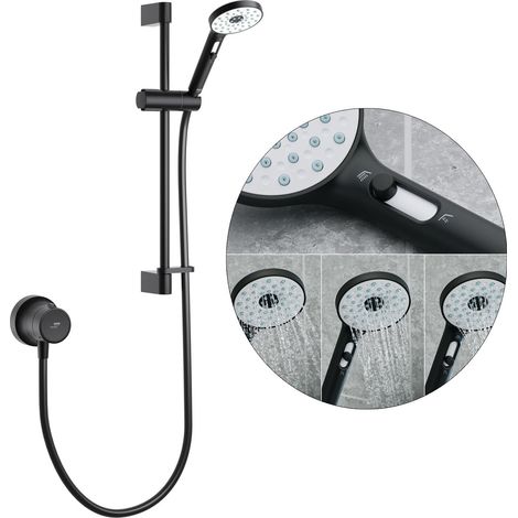 Mira Minimal 2.0 Thermostatic Mixer Shower Black Exposed 3 Mode Head RP Agile (1/5)