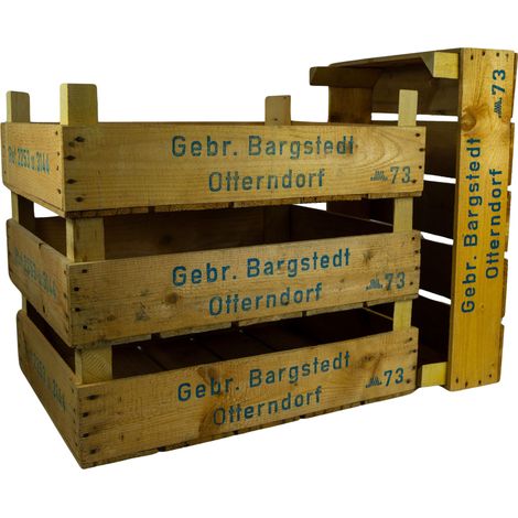4er Set Helle Kirschsteige 54x42x16cm Holzsteige Holzkiste Vintage Obstschale (1/5)