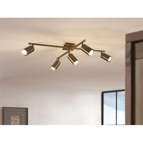LED Deckenstrahler Altmessing 5-flammig dimmbar, Breite 77,4cm (1/5)