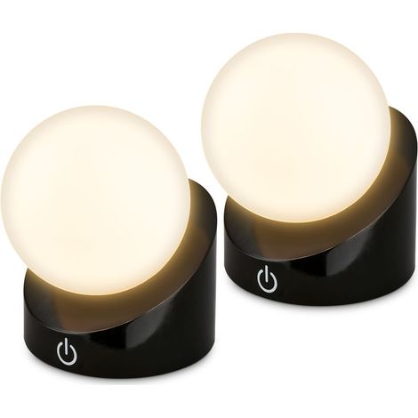 Briloner Sora Mini LED Tischlampe kabellos IP54, 2er Set, Dimmbar, Touch, Kabellos, Spritzwasser- und Staubschutz, Schwarz, 10 x 8 x 9 cm (1/5)