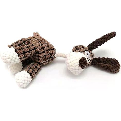 Jouet en peluche marron pour chien, idéal pour soulager l'ennui et soulager les douleurs molaires. (1/4)