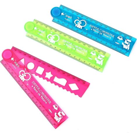 Règle souple droite en plastique (lot de 3) - Règle pliante transparente pour dessin - Règle en plastique (rouge + vert + bleu) (1/5)