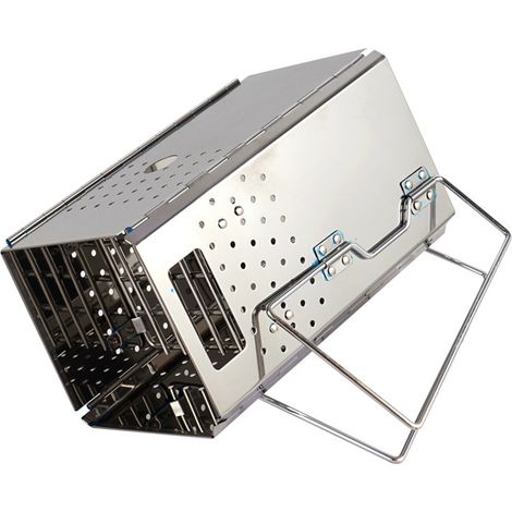 Barbecue pliable portable en acier inoxydable à charbon de bois - barbecue d'extérieur compact avec sac de rangement en tissu Oxford - idéal pour le camping, les pique-niques et le jardin. (1/5)