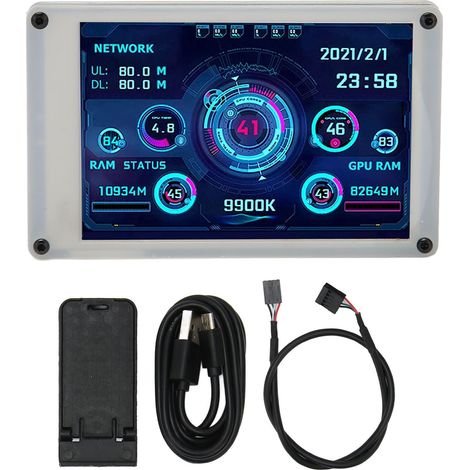 Écran de surveillance PC 3,5 pouces avec double USB pour AIDA64, capteur de température CPU/GPU/RAM/HDD, compatible Raspberry Pi et Linux (1/5)