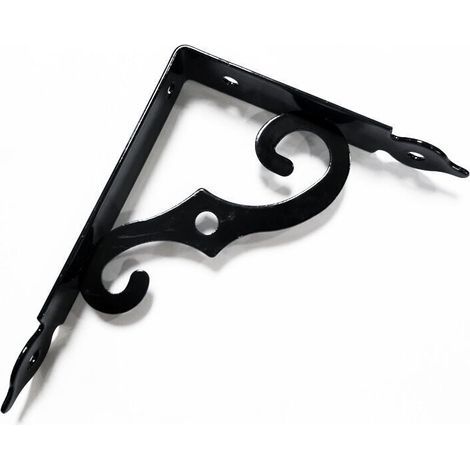 Ahlsen Equerre Etagere Murale 2 Pièces Support Tablette Murale 190 x 140 mm Equerre Metal Fer Forgé Noir Equerre Fixation pour Decoration Murale, Étagère Murale, Etagere Cuisine (1/4)