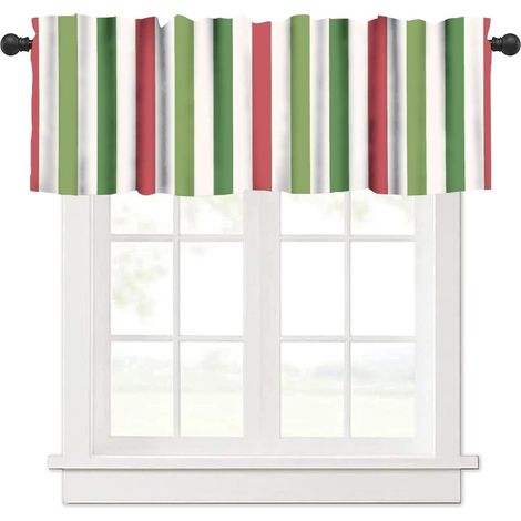 Rideau Haut De Fenêtre - 54x18 Pouces - Tissu Polyester - Finition Poche Pour Tringle - Style Rétro Festif - Pour Cuisine Salle À Manger (1/5)