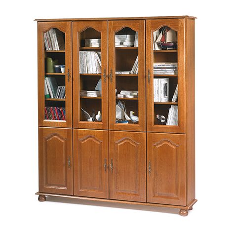 Bibliothèque Chêne 8 Portes 18 Niches 15 Etagères L 158.8 H 182.2 P 33 cm (1/6)