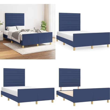 Bettgestell ohne Matratze Blau 120x200 cm Stoff - Bettgestell - Holzbettfundament - Lattenrost - Doppelbett - Blau - Home & Living