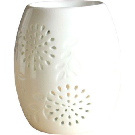 Lampe à arôme florale creuse en céramique Diffuseur d\'huile Four Brûleur d\'encens en céramique Romatherapy