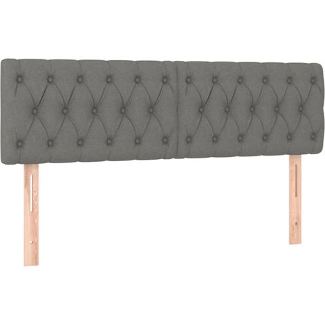 Cabecero accesorio para dormir mueble de dormitorio acolchado 2 piezas 80 x 7 x 78/88 cm tela gris oscuro TDL0206347