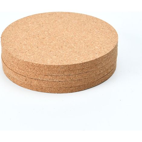 Lot de 4 sous-verres ronds en liège de 10 cm de diamètre pour verres, pichets, casseroles et tasses. (1/4)