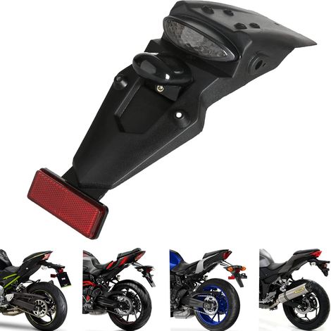 12V LED Feu arrière Stop Fender Stop Feux Arrière Support de Plaque Moto D'immatriculation Réflecteur de Lumière Universel pour Motocross Street Bike Dirt Bike Pit Bike 50 400 (1/5)