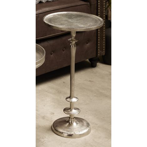 Runder Beistelltisch aus Aluminium, silberfarben, 30 x 58 cm. 30 x 58 cm (1/3)