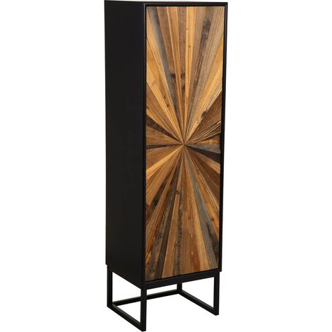 Armario de madera recuperada negro con 2 baldas 40.5x37x139.5h cm (1/5)